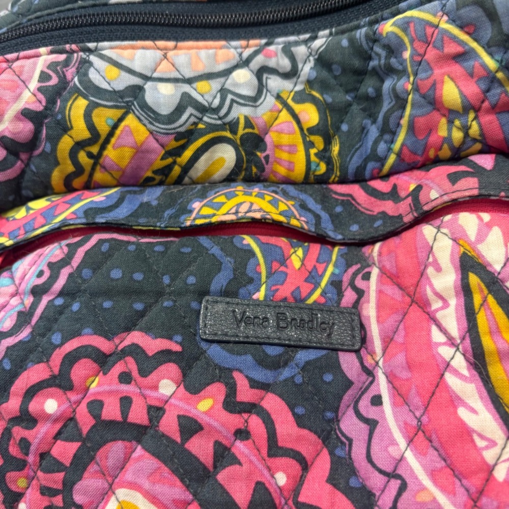 Vera Bradley Campus Backpack Quilted Cotton Multi-Color Paisley Navy Blue - Picture 2 of 7
